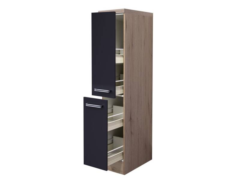 Flex-Well Apothekerschrank Demi Apothekerschrank Küche - 30 cm breit - Anthrazit Miniperl San Rem von Flex-Well