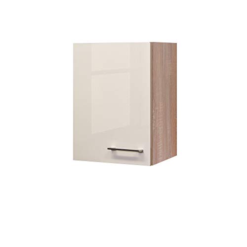 Flex-Well Hängeschrank Nepal - Küchenschrank - 1-türig - Breite 40 cm - Creme glänzend/Eiche Sonoma von Flex-Well