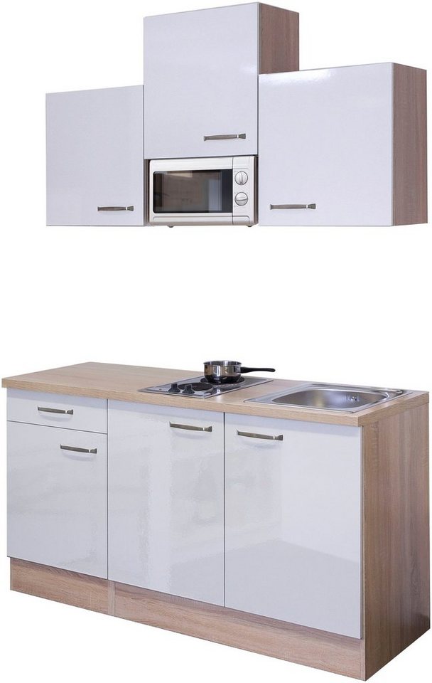Flex-Well Küche Florenz, Gesamtbreite 150cm, mit Mikrowelle und Kochfeld, viele Farbenvarianten von Flex-Well