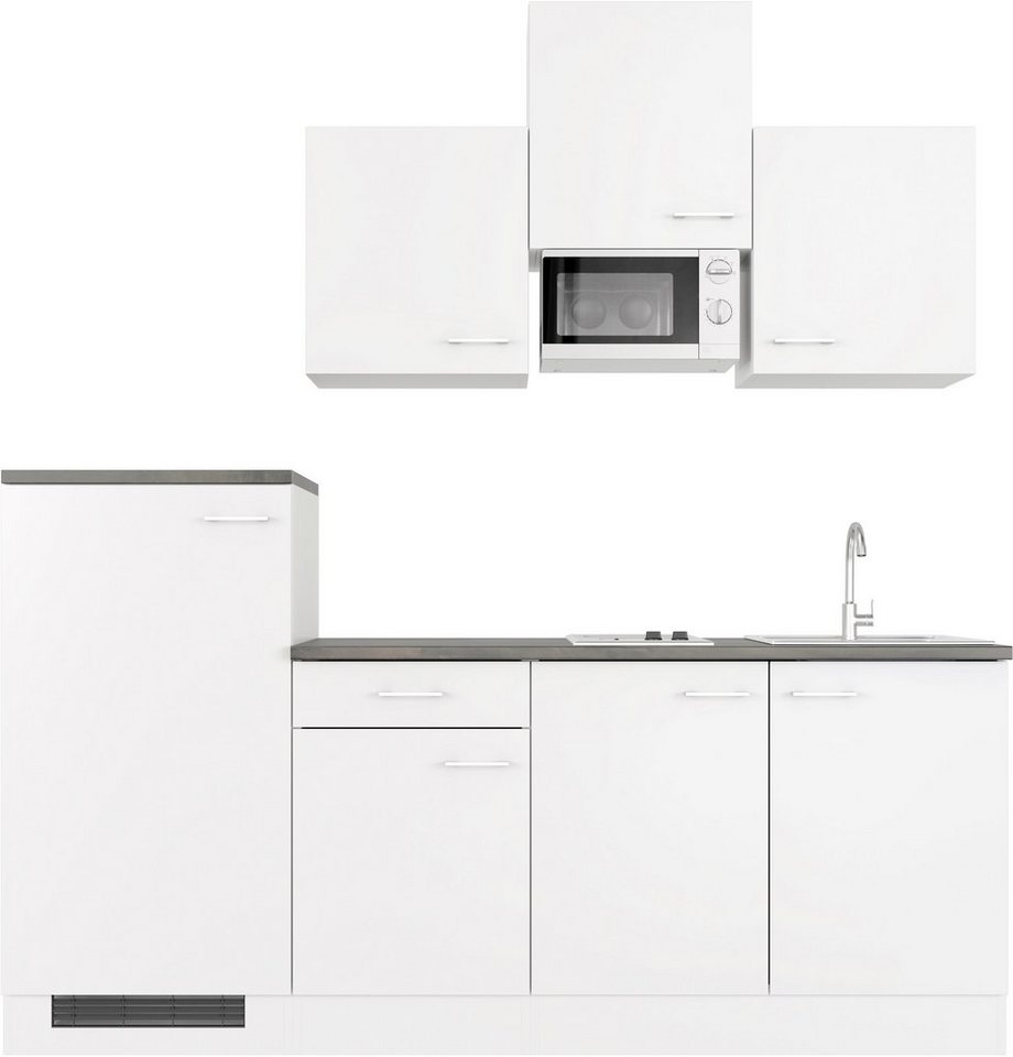 Flex-Well Küche Lucca, Breite 210 cm, mit Kühlgerät und Glaskeramikkochfeld sowie Mikrowelle von Flex-Well