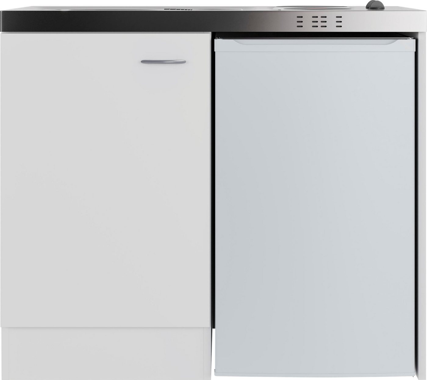 Flex-Well Küche Pantry, Gesamtbreite 100 cm, mit DUO Kochfeld und Kühlschrank von Flex-Well