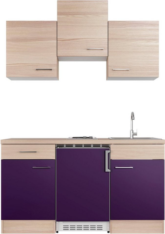 Flex-Well Küche Portland, Breite 150,5 cm, mit Unterbau-Kühlschrank, Kochfeld und Spüle von Flex-Well