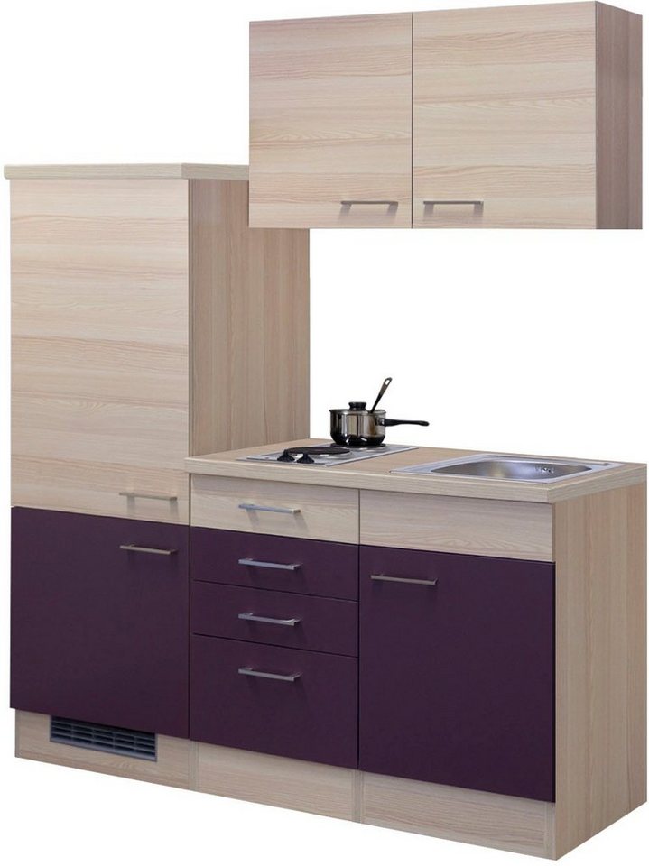 Flex-Well Küche Portland, Gesamtbreite 160 cm, mit Einbau-Kühlschrank, Kochfeld und Spüle etc. von Flex-Well