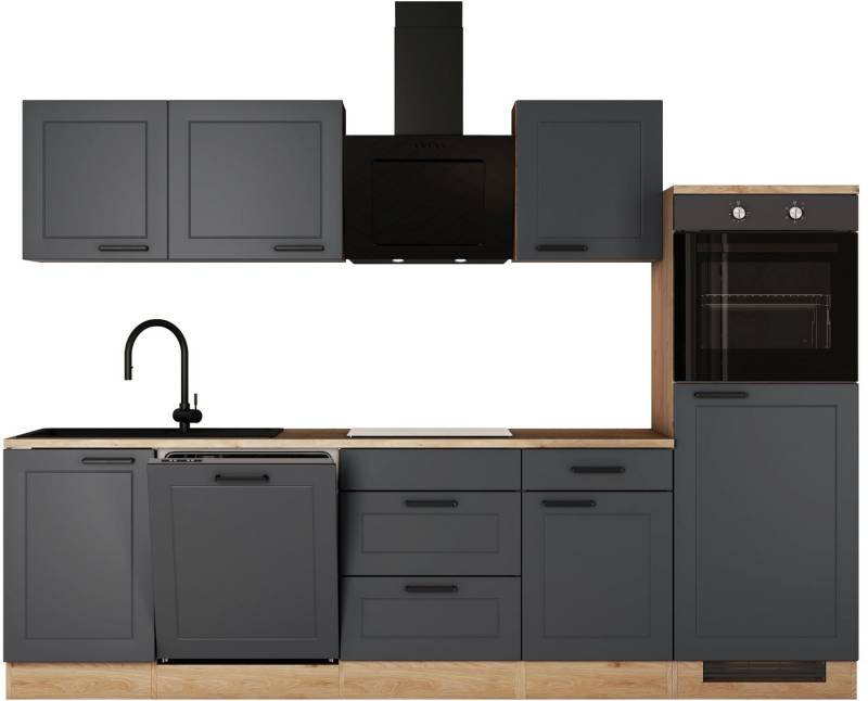 Flex-Well Küche ROMEO & JULIA, Breite 280 cm, wahlweise mit E-Geräten und Spüle in edelstahl oder schwarz von Flex-Well