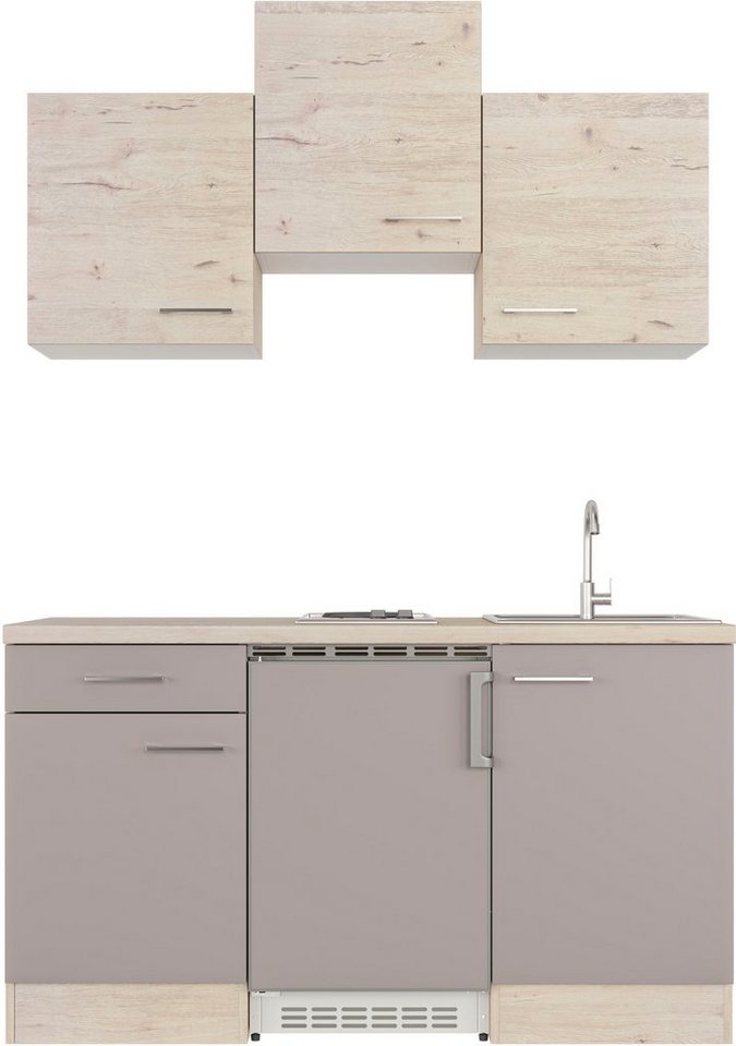 Flex-Well Küche Riva, Breite 150,5 cm, mit Unterbau-Kühlschrank, Kochfeld und Spüle von Flex-Well