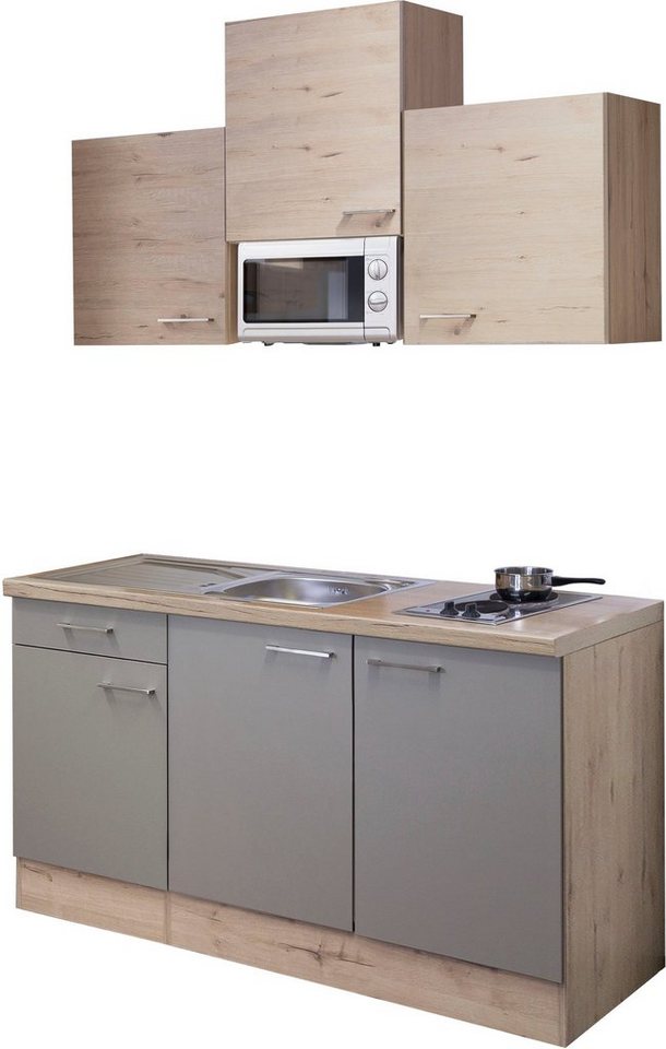 Flex-Well Küche Riva, Gesamtbreite 150cm, mit Mikrowelle und Kochfeld, viele Farbenvarianten von Flex-Well
