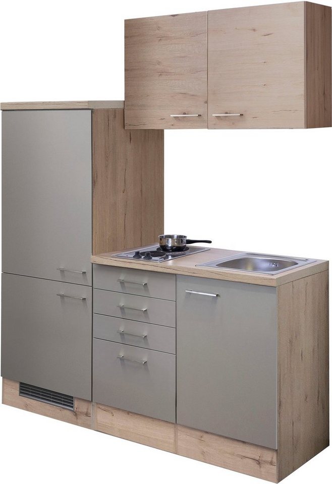 Flex-Well Küche Riva, Gesamtbreite 160 cm, mit Einbau-Kühlschrank, Kochfeld und Spüle etc. von Flex-Well