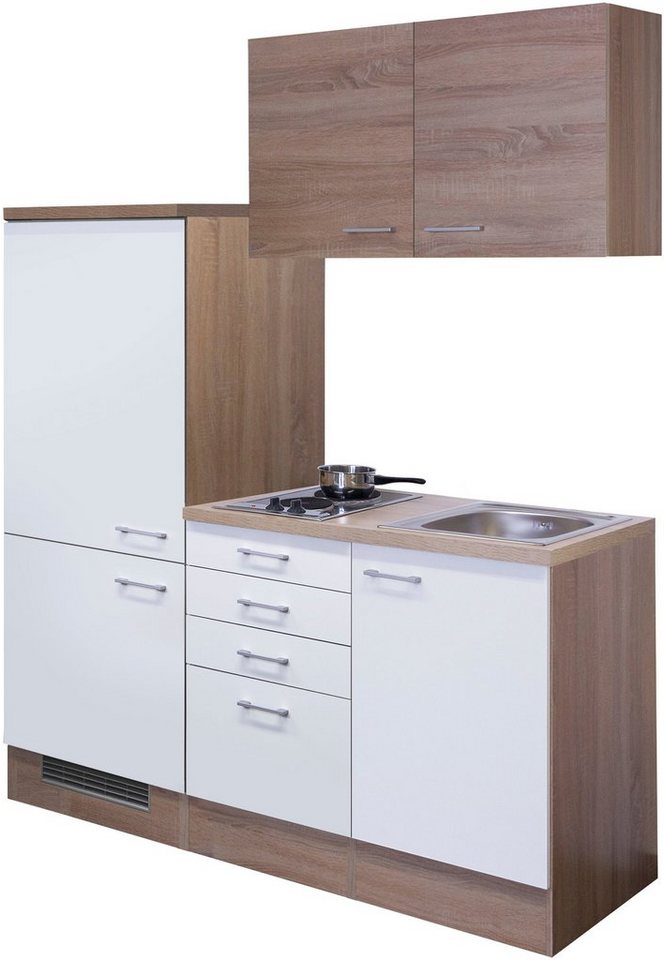 Flex-Well Küche Samoa, Gesamtbreite 160 cm, mit Einbau-Kühlschrank, Kochfeld und Spüle etc. von Flex-Well