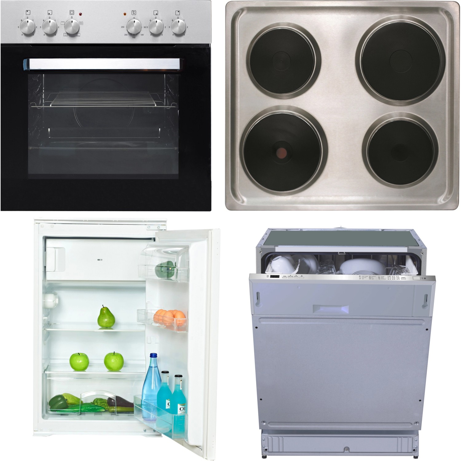 Flex-Well Küchengeräte-Set 2 mit Einbauherd Einbaukühlschrank + Geschirrspüler von Flex-Well
