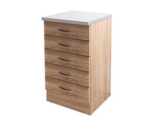 Flex-Well Küchenschrank HERNE - Auszugs-Unterschrank - 5 Schubladen - Breite 50 cm - Eiche Sonoma von Flex-Well