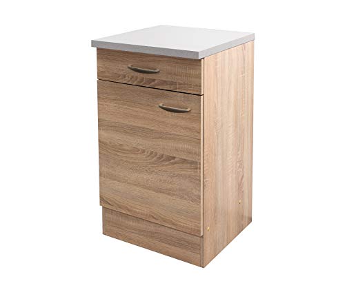 Flex Well Küchenschrank HERNE - Unterschrank - 1-türig, 1 Schublade - Breite 50 cm - Eiche Sonoma von Flex Well