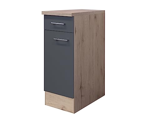 Flex-Well Küchenunterschrank - 30 cm breit - Basaltgrau Matt San Remo Eiche – Morena von Flex-Well