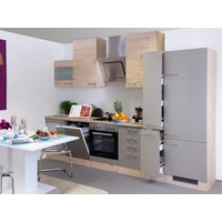 Flex-Well Küchenzeile, mit E-Geräten, Gesamtbreite: 310 cm, Arbeitsplatte mit High Pressure Laminate (HPL) - grau von Flex-Well