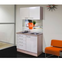 Flex-Well Miniküche, mit E-Geräten, Gesamtbreite: 100 cm, Arbeitsplatte mit High Pressure Laminate (HPL) - beige von Flex-Well