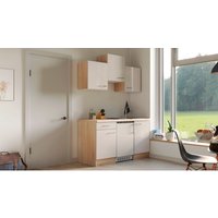 Flex-Well Singleküche, mit E-Geräten, Gesamtbreite: 150 cm, Arbeitsplatte mit High Pressure Laminate (HPL) - beige von Flex-Well