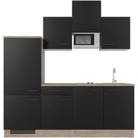 Flex-Well Singleküche »Capri«, mit E-Geräten, Gesamtbreite: 210 cm, Front mit Antifingerprint-Effekt - schwarz von Flex-Well