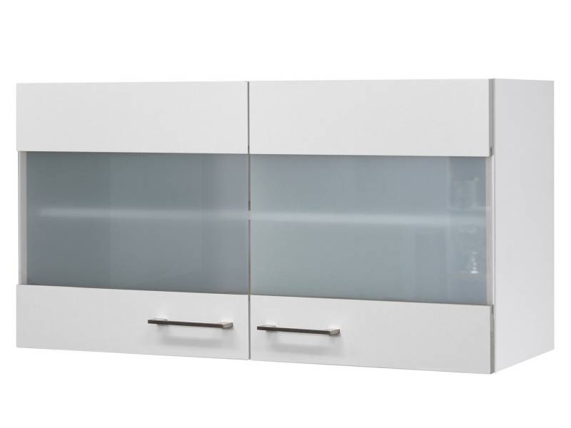 Flex-Well Glashängeschrank Glashängeschrank Küche - 100 cm breit - Weiß – Nawa von Flex-Well