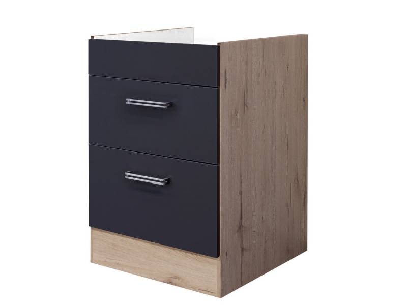 Flex-Well Auszugsunterschrank Kochstellenauszugsschrank ohne Arbeitsplatte - 60 cm breit - Anthrazit von Flex-Well