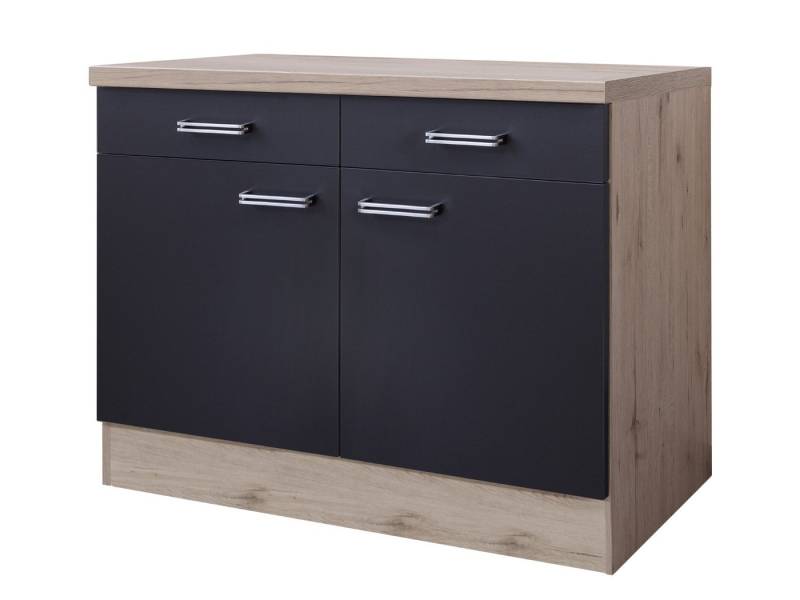 Flex-Well Unterschrank Küchenunterschrank - 100 cm breit - Anthrazit San Remo Eiche – Lino von Flex-Well
