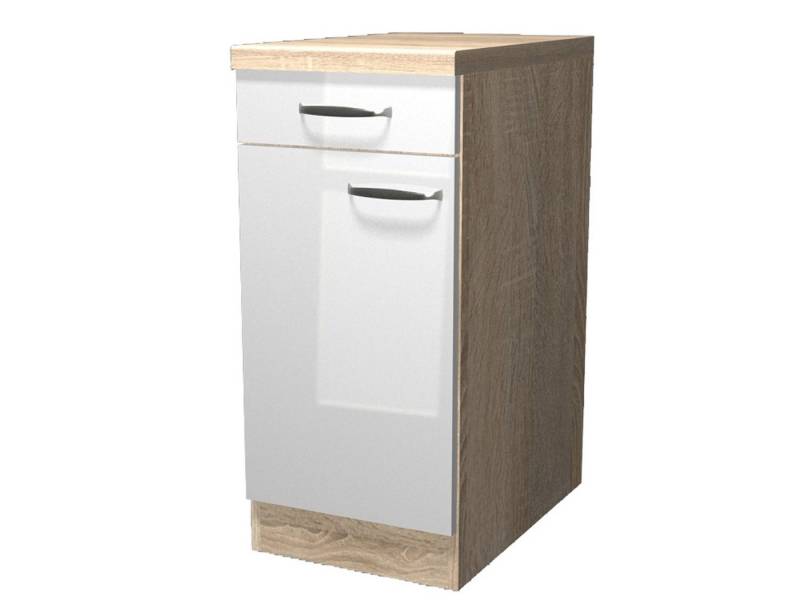 Flex-Well Unterschrank Küchenunterschrank - 40 cm breit - Hochglanz Weiß Sonoma Eiche – Valen Flex-Well Unterschrank Küchenunterschrank - 40 cm breit - Hochglanz Weiß Sonoma Eiche – Valen von Flex-Well