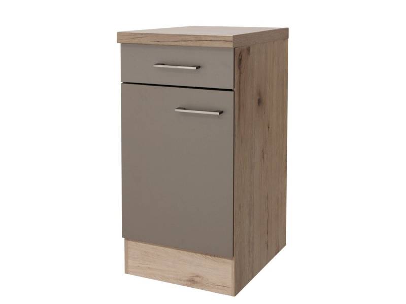Flex-Well Unterschrank Küchenunterschrank - 40 cm breit - Quarz-Cubanit San Remo Eiche – Rode von Flex-Well