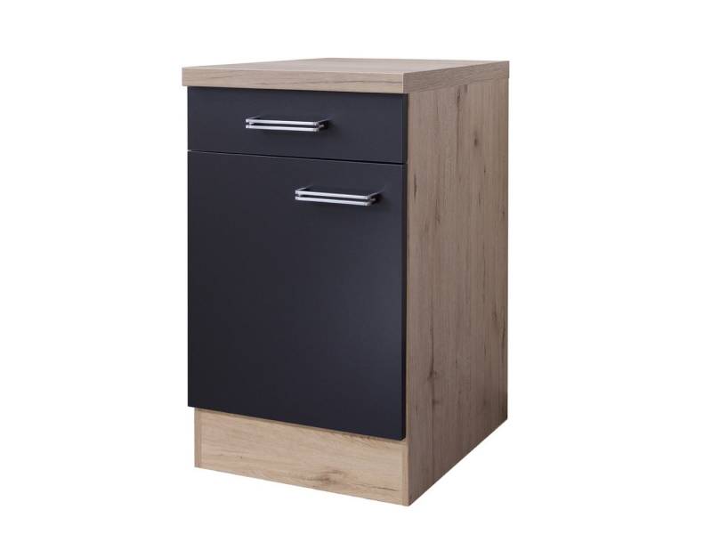 Flex-Well Unterschrank Küchenunterschrank - 50 cm breit - Anthrazit San Remo Eiche – Lino von Flex-Well