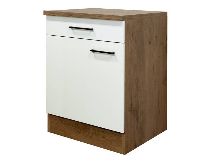Flex-Well Unterschrank Küchenunterschrank - 60 cm breit - Magnolia Matt Lancelot Oak – Vintea von Flex-Well