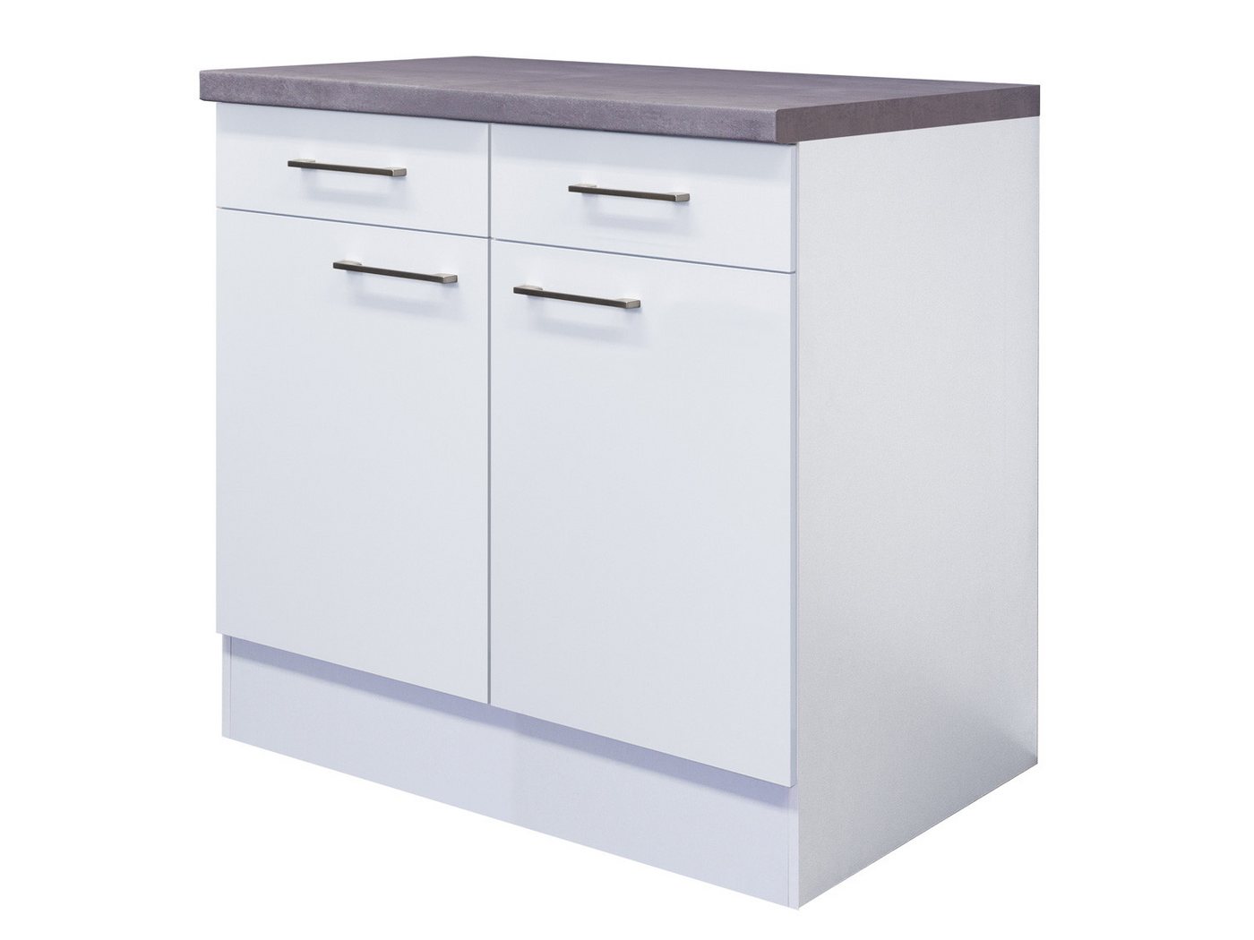 Flex-Well Unterschrank Küchenunterschrank - 80 cm breit - Weiß – Nawa von Flex-Well