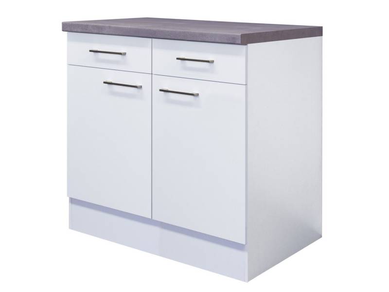 Flex-Well Unterschrank Küchenunterschrank - 80 cm breit - Weiß – Nawa von Flex-Well