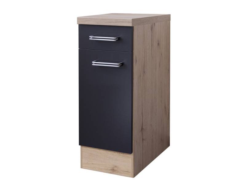 Flex-Well Unterschrank Küchenunterschrank - 30 cm breit - Anthrazit San Remo Eiche – Lino von Flex-Well