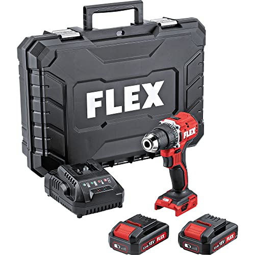 Flex Akku Bohrschrauber DD 2G 18.0 EC LD/2.5 Set (Akkuschrauber inkl. Akku 2,5 Ah, 18 V, bürstenloser Motor, 2-Gänge, ergonomischer Griff, LED-Licht) von FLEX