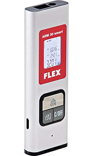 Flex Entfernungsmesser ADM 30 Smart (Lasermessgerät, beleuchtetes Display, Genauigkeit ±3 mm/m, Messbereich 0,03 – 30 m) 504599 von FLEX