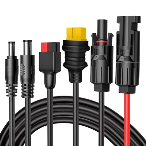 16AMG Solarpanel Ladekabel 4 in 1 Solarstecker für Solarstecker zu XT60,DC5521,DC7909 Anderson 10A auf DC-Stromkabel für Tragbare Generatoren Energiespecher RV von FlexSolar