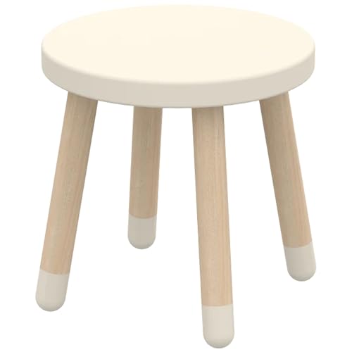 Flexa Dots Kinderstuhl aus Holz perfekt für Kinderzimmer | Runder vielseitiger Sitzhocker kann Man auch für Küche oder Wohnzimmer benutzen | Hocker Ø30cm | Farbe: Cream White von Flexa