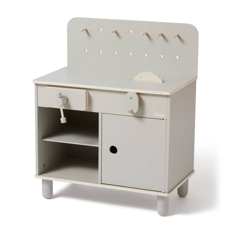 Flexa Werkbank Kinderwerkbank Tisch Spieltisch Kinder Holz Grau B-Ware von Flexa