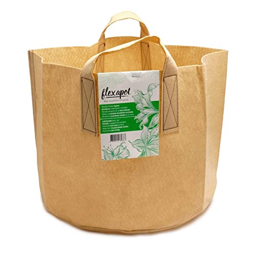 Geotextil Blumentopf/Pflanzsack mit Henkeln Flexapot Beige 10 GAL (37,9L) von Flexapot