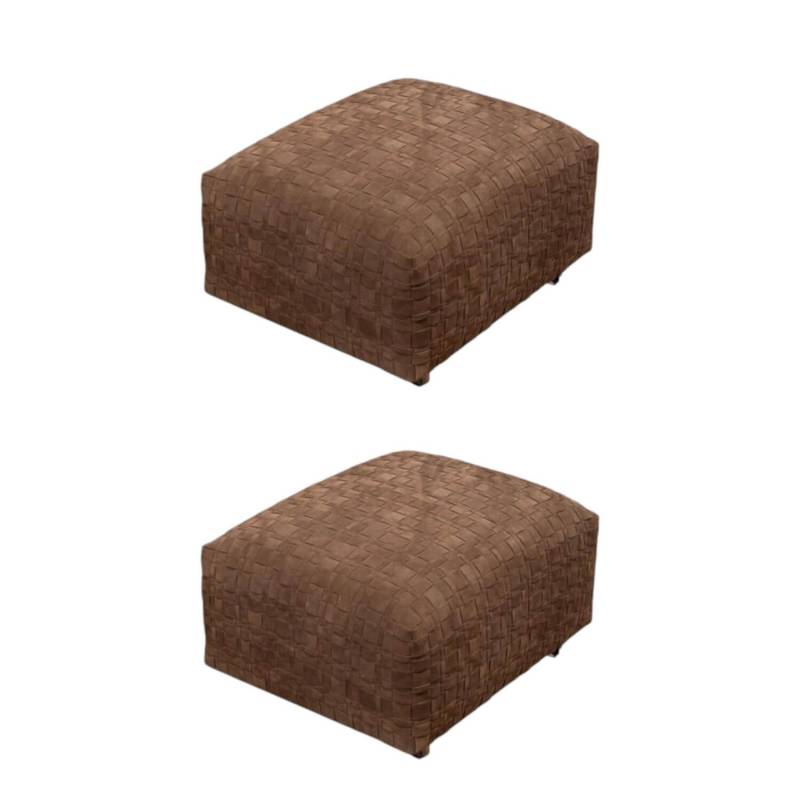 2er Set Hocker Bangkok Leder Wildleder Dunkelbraun Gestell Satiniert von Flexform