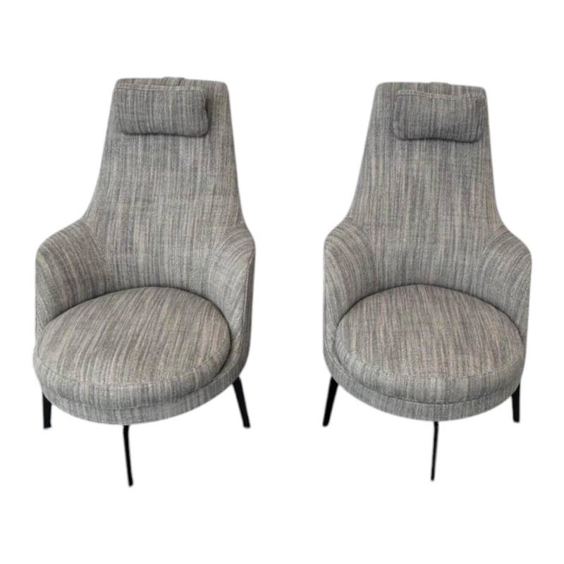 2er-Set Sessel Guscioalto Stoff Extra Ebe 1164 Grau Gestell Metall Brüniert Inkl... von Flexform