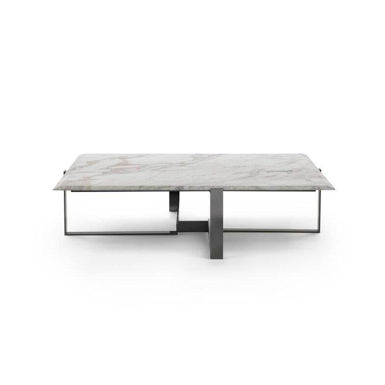 Couchtisch Jacques Tischplatte Marmor Carrara Weiß Poliert Gestell Bronze von Flexform