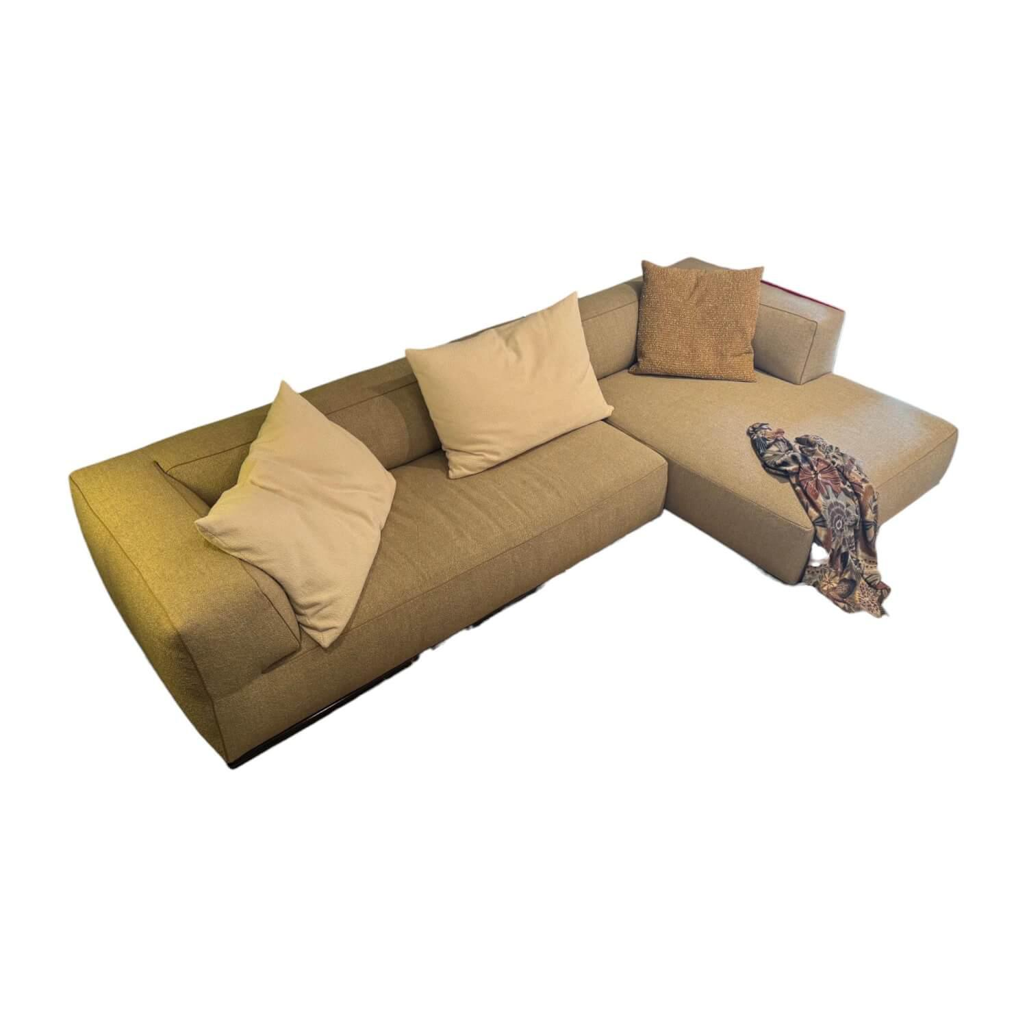 Ecksofa Perry Stoff Elettra 202 Grau Keder Gros Grain 142 Grau Braun Füße Silber... von Flexform