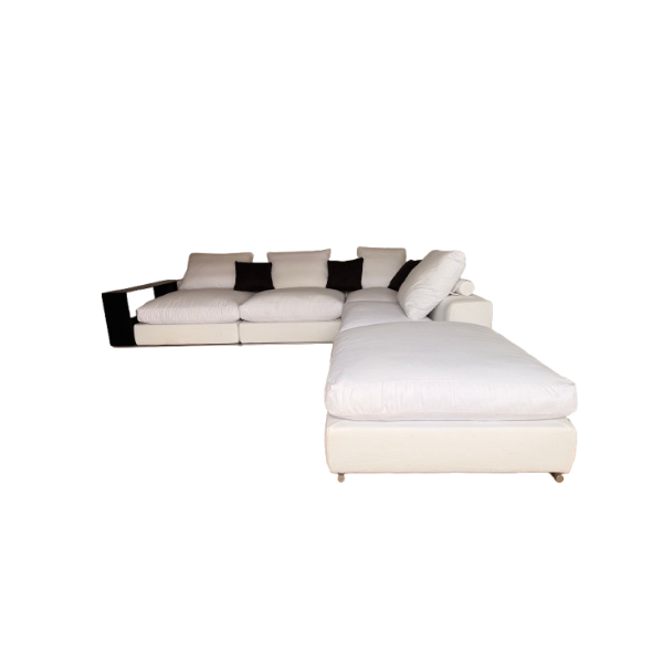 Modulares Ecksofa Groundpiece in weißem Stoff von Antonio Citterio, Flexform von Flexform