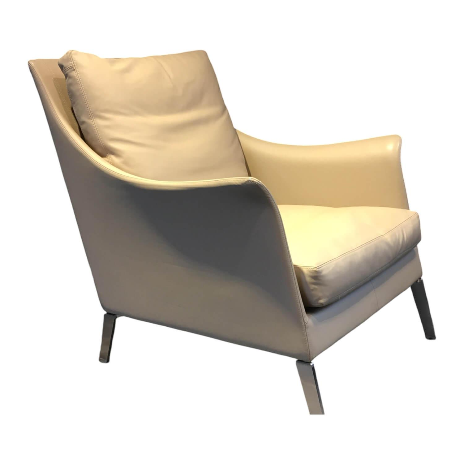 Sessel Boss Leder Pelle 2 Creme Beige Füße Stahl Sessel Boss Leder Pelle 2 Creme Beige Füße Stahl von Flexform