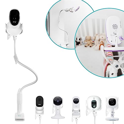Flexi Twist | Universal Babyphone Halter | Mit Gurten und Klemme am Möbel befestigen Kein Bohren erforderlich Flexible Babykamerahalterung | Baby Monitor Regal (Weiß) von Flexi