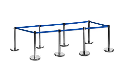 8-Stück-Set FLEXIBARRIER Personenleitsystem Absperrständer Krom -Ecoline- 2m Gurtlänge *blau*, Absperrständer, Absperrband, Absperrpfosten von FlexiBarrier