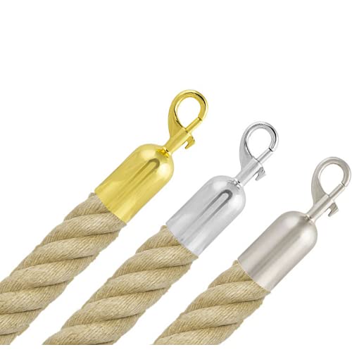 Absperrseil Hanf mit Schnappenden (Ø25 mm) (1.5 m, Polished Chrome) von Flexibarrier