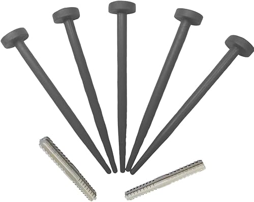 FlexiBorder Rasenkante - 5 x Grau Ersatz Gartenpflöcke und 2 x Verbinder Set - Ersatzstifte für FlexiBorder Beeteinfassung von FlexiBorder