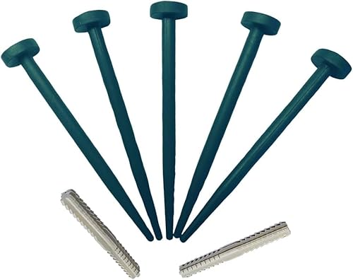 FlexiBorder Rasenkante - 5 x Grün Ersatz Gartenpflöcke und 2 x Verbinder Set - Ersatzstifte für FlexiBorder Beeteinfassung von FlexiBorder