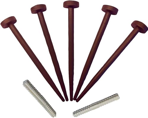 FlexiBorder Rasenkante - 5 x Terrakotta Ersatz Gartenpflöcke und 2 x Verbinder Set - Ersatzstifte für FlexiBorder Beeteinfassung von FlexiBorder