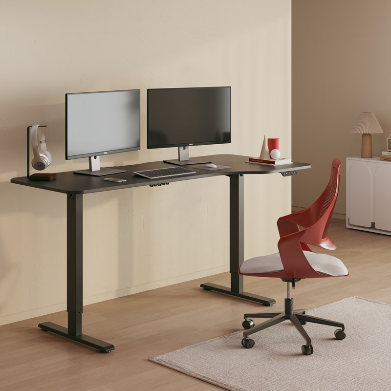 Elektrisch Höhenverstellbarer Schreibtisch - FlexiSpot Lite, Schwarzes Gestell mit 110x60cm Tischplatte von FlexiSpot