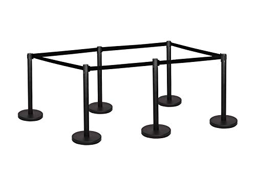 6-Stück-Set FLEXIBARRIER Personenleitsystem Absperrständer Schwarz -Basic 300-3m Gurtlänge *schwarz*, Absperrständer, Absperrband, Absperrpfosten von Flexibarrier